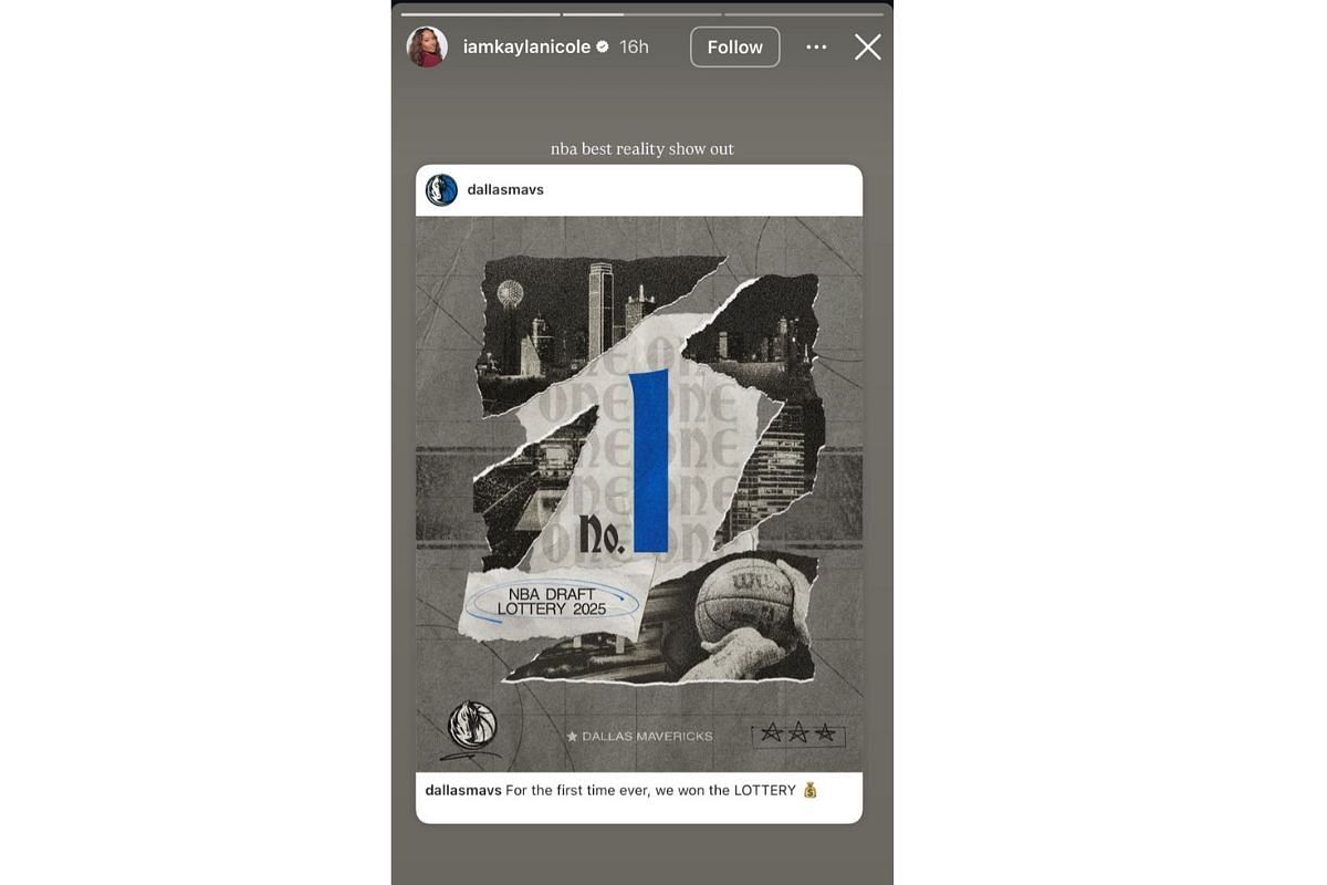 Travis Kelce's ex Kayla Nicole sends 5-word message as Mavericks defy 1.8% odds to win No. 1 pick in 2025 NBA draft (image credit: instagram/iamkaylanicole)